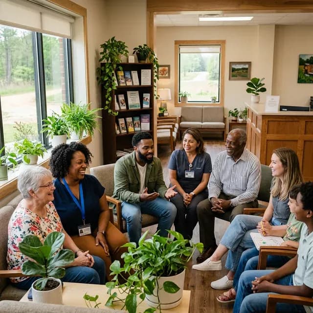 Staff and community members gathered at a South Central Alabama Mental Health center