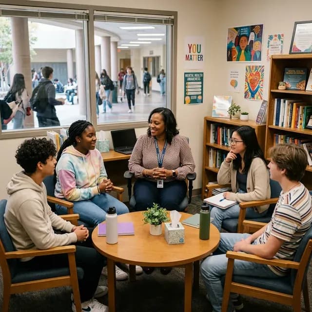 School counselor and students