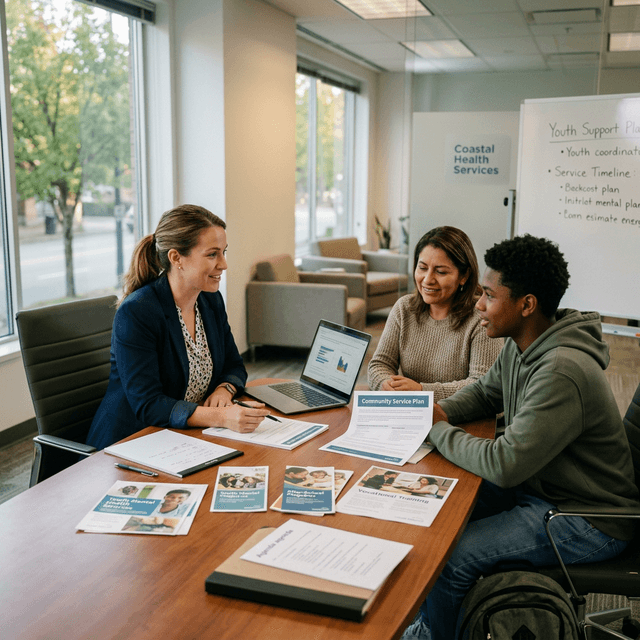 Care coordinator with youth and parent