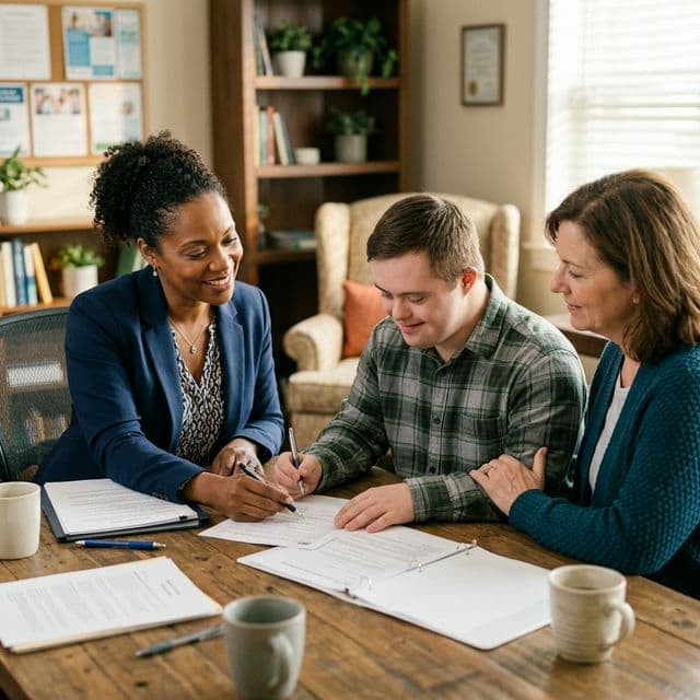 Support coordinator with individual and family