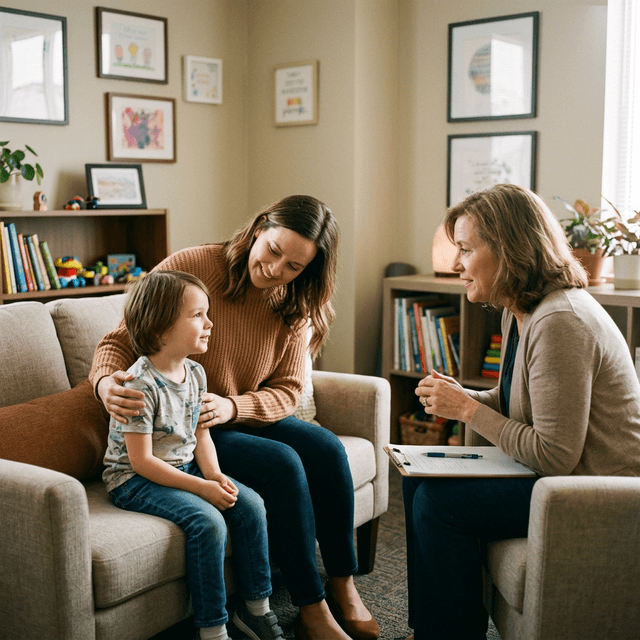 Parent and child in family therapy